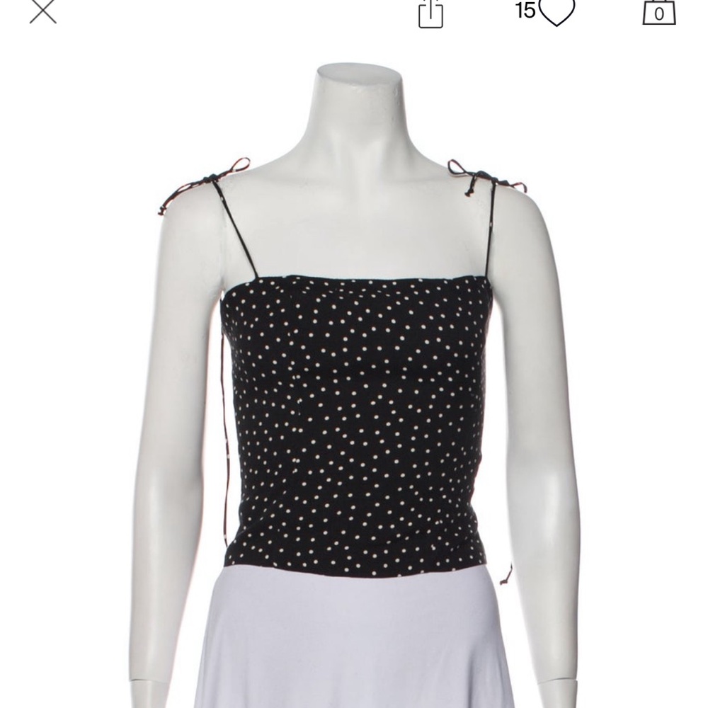 Reformation black polka dot square neckline top - Picture 5 of 5